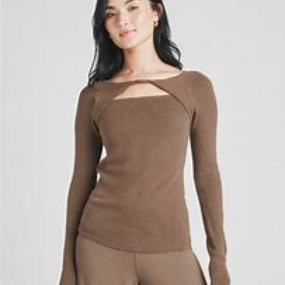 SPLENDID BLACK RIBBED LOOPKNIT LYR TWIST-FRONT TOP- NWT